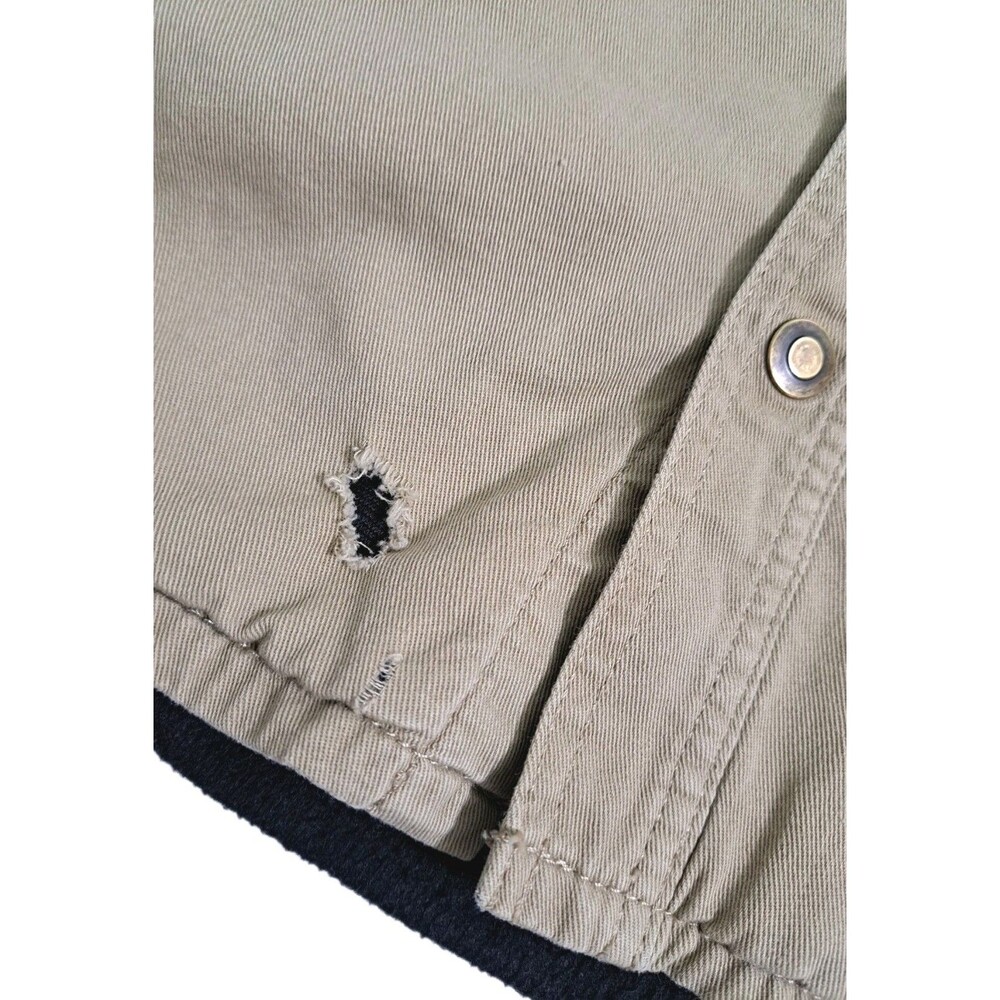 Croft Barrow Mens XL Canvas Chore Jacket Shirt Fleece Lined Coat Khaki Field - Picture 4 of 12